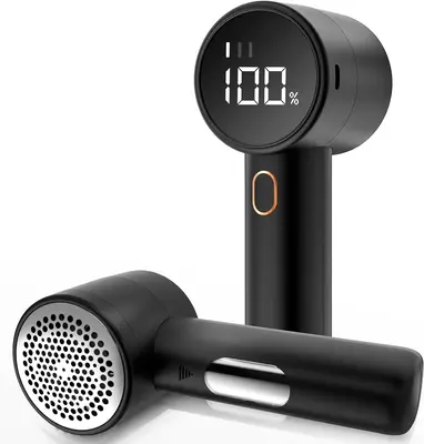 Electric fabric shaver, portable hair remover, pet home, rechargeable, lint collection container, LED digital display, 6-blad...