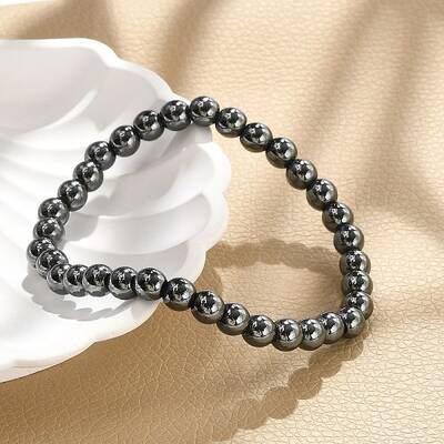 Synthetic Non-magnetic Hematite Beaded Stretch Bracelets