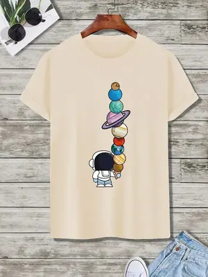 Men's Summer Clothes Galaxy Print Round Neck Tee, Graphic Tee, Going Out Outfit, Casual Regular Fit Short Sleeve Crew Neck ...