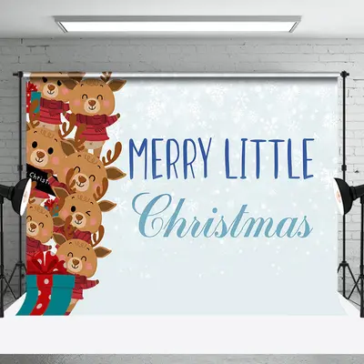 Light Blue Snowflakes Elks Gift Christmas Backdrop - Aperturee
