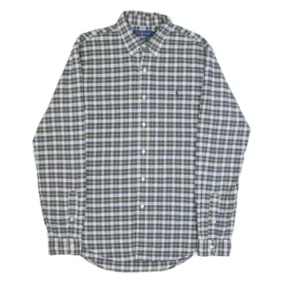 RALPH LAUREN Slim Fit Mens Shirt Blue Plaid Long Sleeve L