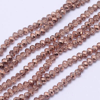 Faceted Rondelle Transparent Painted Glass Beads Strands