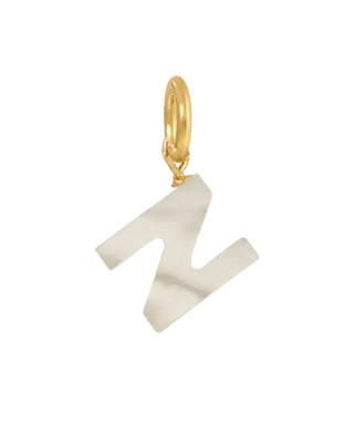 MOP Letter Charm | Metal Color: Gold | Letter: N
