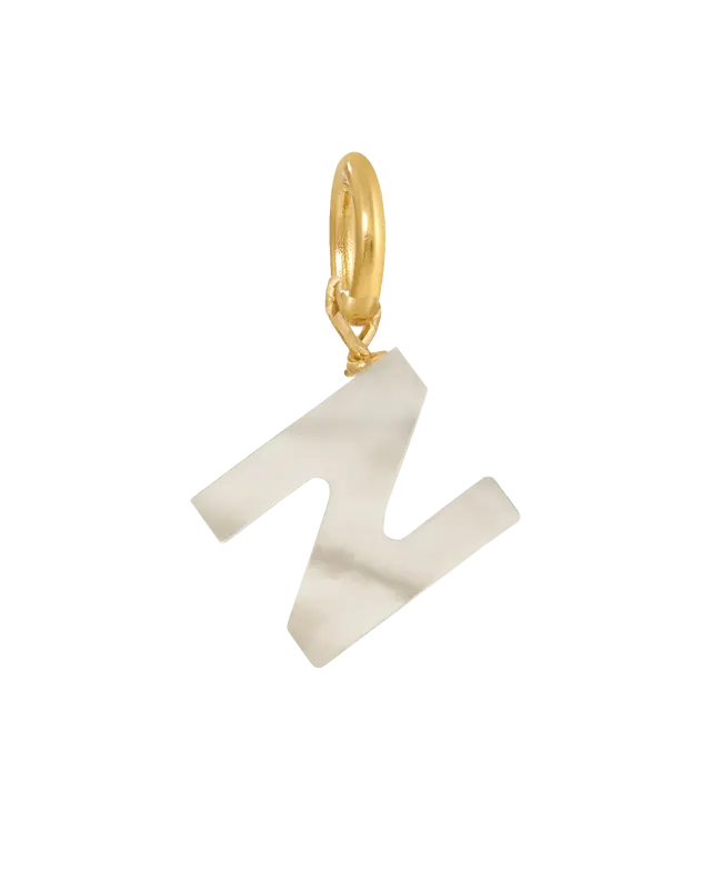 MOP Letter Charm | Metal Color: Gold | Letter: N