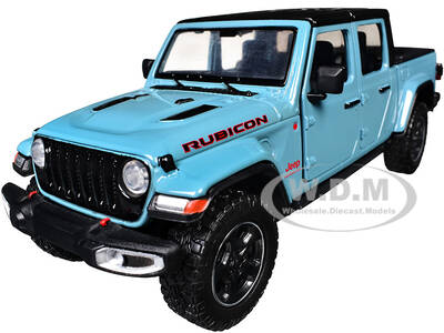 2021 Jeep Gladiator Rubicon (Closed Top) Pickup Truck Blue with Black Top 1/24-1/27 Diecast Model Car by Motormax