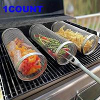 Stainless Steel BBQ Cage, 1 Count BBQ Grill Cage with Hook, BBQ Travel Accessories Tool Gifts for Camping BBQ, Barbecue Utens...