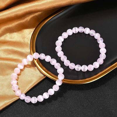Dyed Natural Selenite Round Beaded Stretch Bracelets for Women