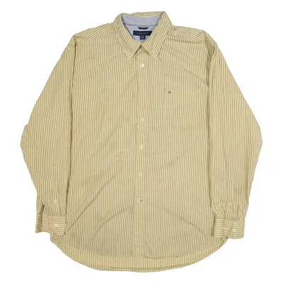 TOMMY HILFIGER Mens Shirt Yellow Striped Long Sleeve XL