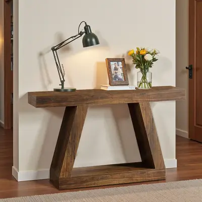 Spaco Farmhouse Console Table, 55-Inch Rustic Sofa Table with Storage, Industrial Wooden Entryway Table for Hallway, Living R...