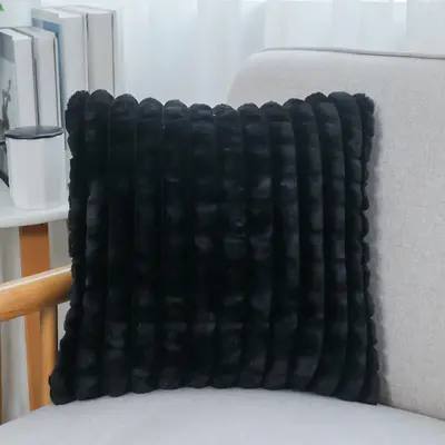 Room Decor Solid Color Plaid Pattern Plush Cushion Cover without Filler, Soft Throw Pillow Cover, Cozy Cushion Cover for Home...