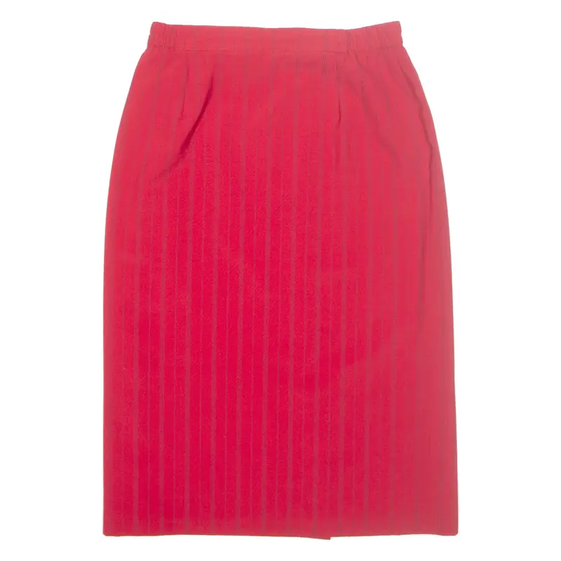 Womens Pencil Skirt Red Midi Wool Pinstripe M