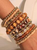 Boho Style Beaded Bracelet Set, Fashion Handmade Beaded Bracelet for Women & Girls, Casual Trendy Accessories for Party, Dail...