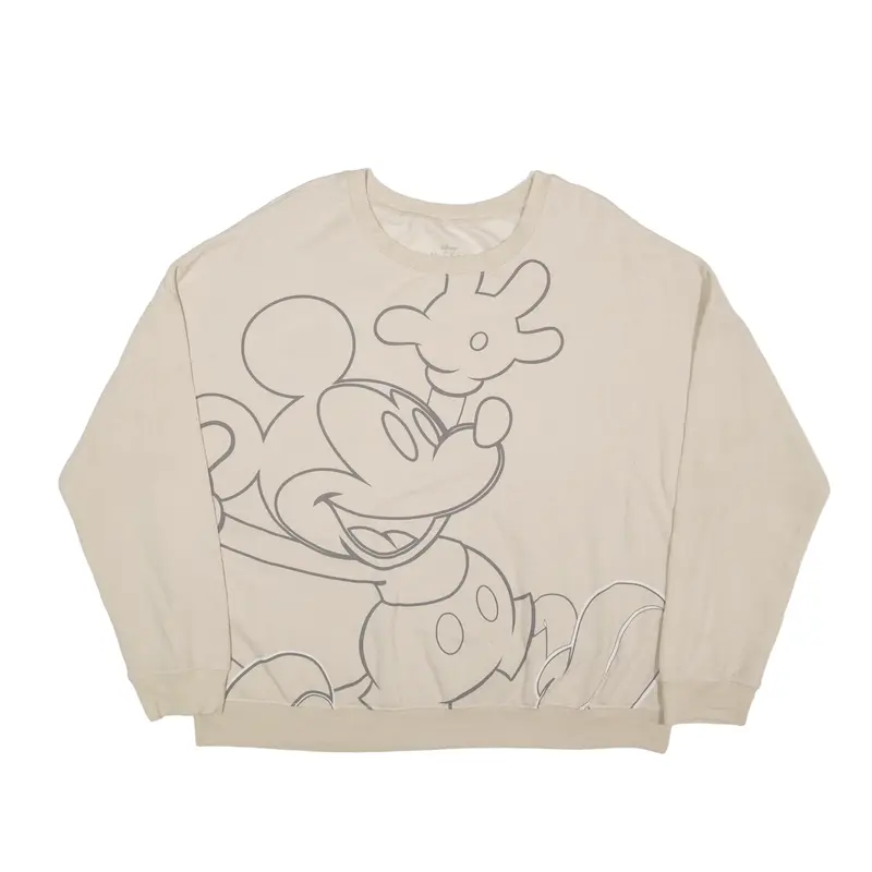 DISNEY Mickey Mouse Sweatshirt Beige Womens XL