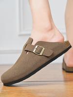 Unisex Cork Heel Clogs, Casual Comfortable Suede Fashion Slippers with Adjustable Buttons, Outdoor Slip-ons and Walking Shoes...