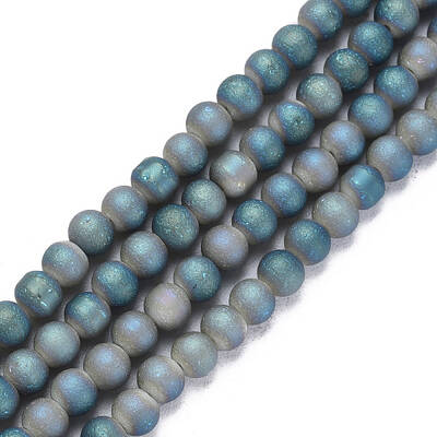 Electroplate Frosted Glass Beads Strands