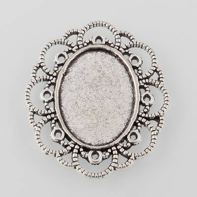 Tibetan Style Alloy Flower Tray Cabochon Settings