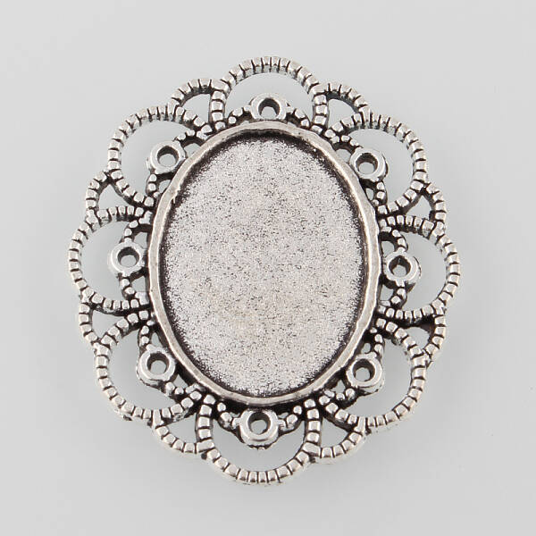 Tibetan Style Alloy Flower Tray Cabochon Settings