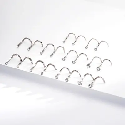 2PCS Titanium Screw CZ Nose Stud - 22G/0.6mm / 2mm