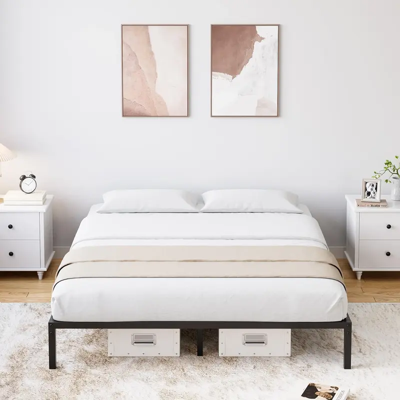 Garvee 10 Inch Queen Bed Frame, No Box Spring Needed, Heavy Duty Metal Platform Bed Frame Queen Size for Bedroom Easy Assembl...