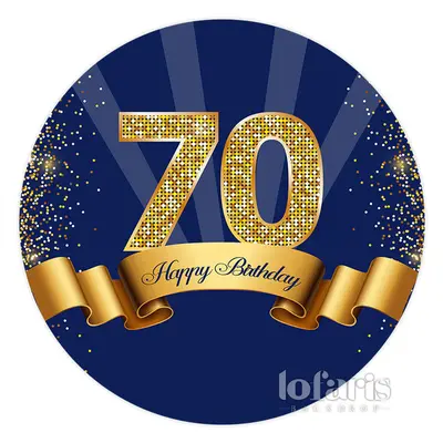 Aperturee Navy Blue Golden Brown 70Th Birthday Round Backdrop | Circle Background For Party | Birthday Round Backdrop | Circl...
