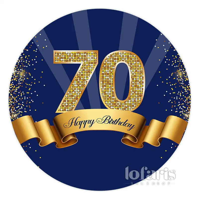 Aperturee Navy Blue Golden Brown 70Th Birthday Round Backdrop | Circle Background For Party | Birthday Round Backdrop | Circl...