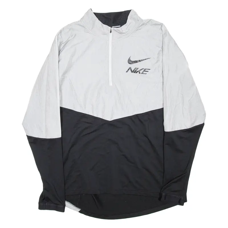 NIKE 1/4 Zip Mens Pullover Jacket Grey Colourblock L