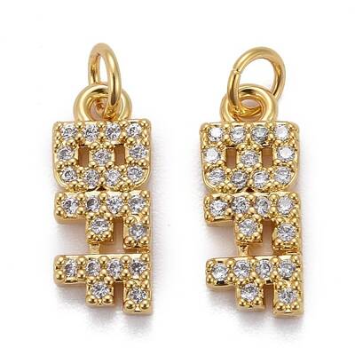 Brass Micro Pave Clear Cubic Zirconia Charms