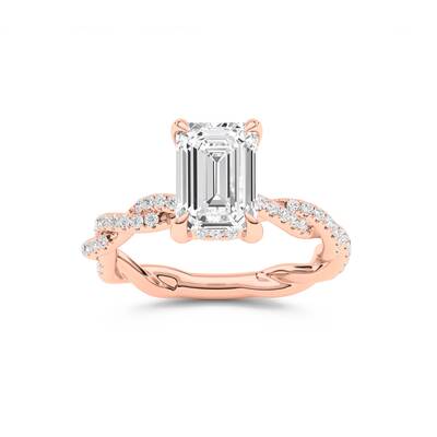 ChiraTan Emerald Cut Lab Grown Diamond Engagement Ring | 10K Rose Gold 3 7/8 CT. TW.