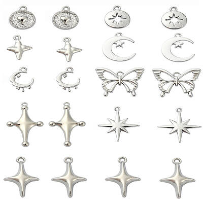20Pcs 9 Styles Rack Plating Alloy Pendantss