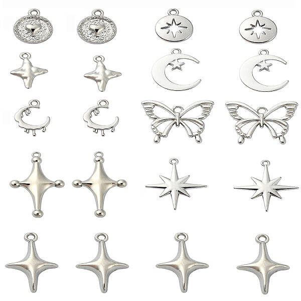20Pcs 9 Styles Rack Plating Alloy Pendantss