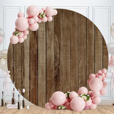 Aperturee Simple Dark Brown Round Birthday Party Backdrop