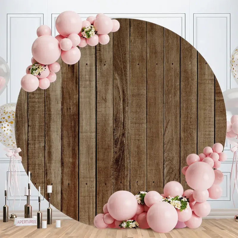 Aperturee Simple Dark Brown Round Birthday Party Backdrop