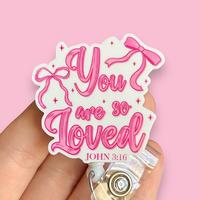 Glitter My Badge Valentine’s Day Pink bow coquette xoxo badge reel for nurse and hospital workers. Badge clip Badge pull - ...
