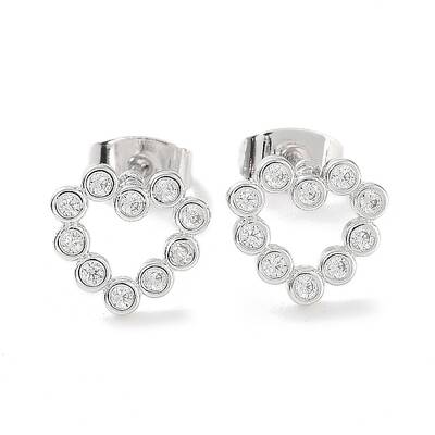 Brass Micro Pave Cubic Zirconia Stud Earrings