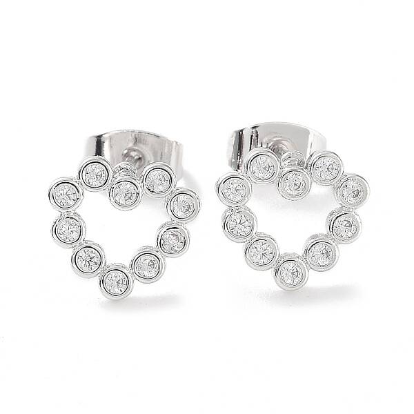 Brass Micro Pave Cubic Zirconia Stud Earrings