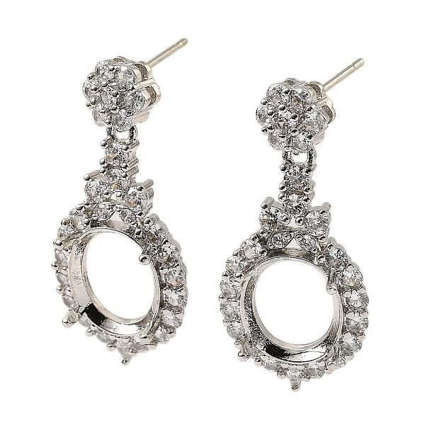 Rack Plating Brass with Cubic Zirconia Stud Earrings Finding