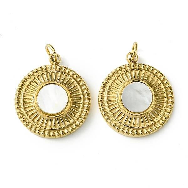 Ion Plating(IP) 304 Stainless Steel Pave Shell Pendants