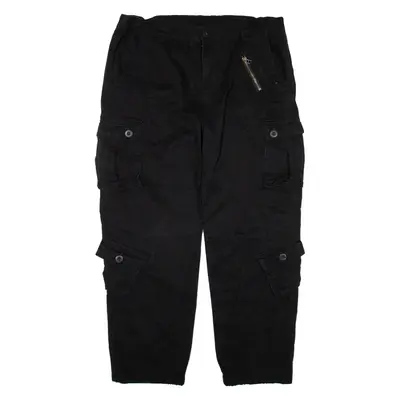 Cargo Trousers Black Relaxed Tapered Womens W38 L28