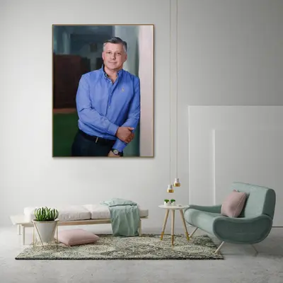 Original Man Portrait from Photo Father Colorful Painting Wall Art Decor for Bedroom | PAINTING FROM PHOTO #58