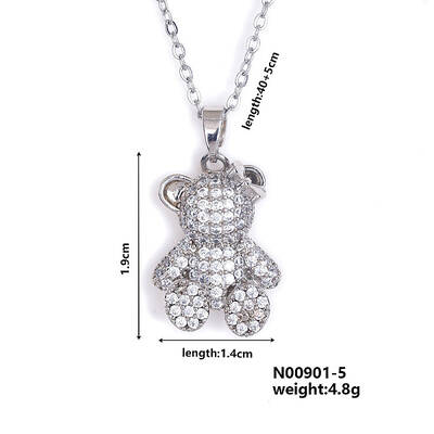 Fashionable European and American Style Brass Rhinestone Pendant Necklace with Cable Chain for Women Girl