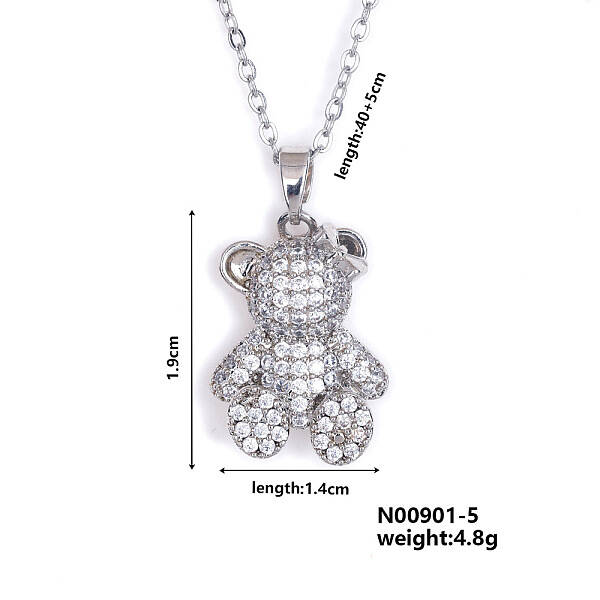 Fashionable European and American Style Brass Rhinestone Pendant Necklace with Cable Chain for Women Girl