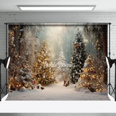 Winkling Winter Christmas Scene Forest Backdrop - Aperturee