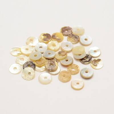 Flat Round Natural Akoya Shell Beads