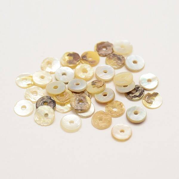 Flat Round Natural Akoya Shell Beads