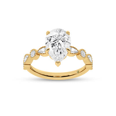 Zenith Pear Shape Lab Grown Diamond Engagement Ring | 14K Yellow Gold 4 3/4 CT. TW.