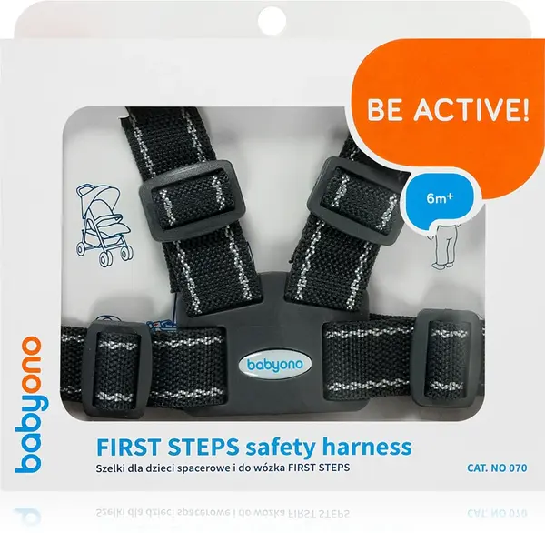 BabyOno Be Active Safety Harness First Steps Child Safety Belts Black 6m+ 1pc