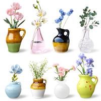 8 PCS Mini Vase Magnets, 3D Ceramic Flower Vase Fridge Magnets Cute Tiny Plant Vases for Refrigerator Accessories Kitchen Loc...