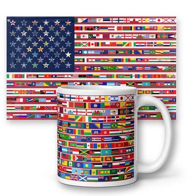 We Are America Keepsake Set: Flag 3x5 + Mug 11 oz