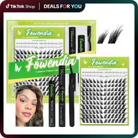 Lashes Fox Cat Foxeyelash Eye | Waterproof Lash Clusters Kit C/D Curl DIY Extension Kit and Lash Clusters 8-18mm with Bond, S...