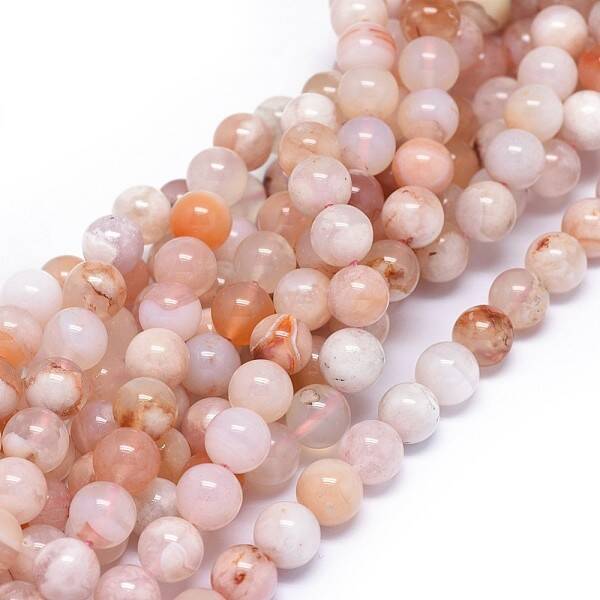 Natural Cherry Blossom Agate Beads Strands